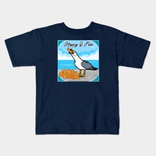 Happy Seagull with French Fry Kids T-Shirt